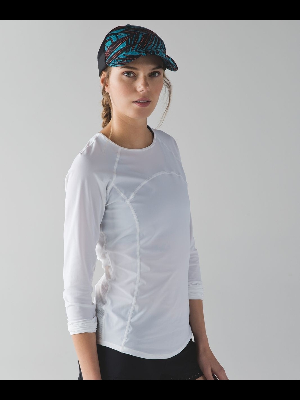 Lululemon Dash And Splash Cap Palm Lace Tofino Teal Grapefruit
